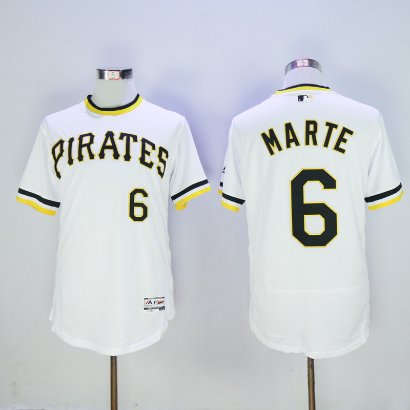 Men Pittsburgh Pirates 6 Marte White Throwback Elite MLB Jerseys